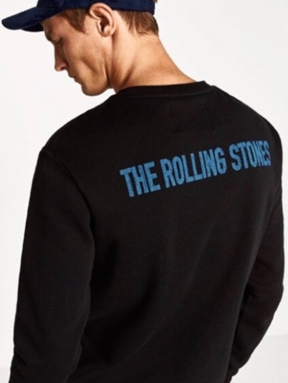 ZARA + The Rolling Stones Black Graphic Pullover Sweatshirt Blue Red Tongue L - Picture 15 of 15